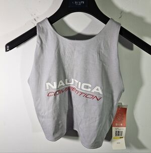 NWT Women's Nautica Competition Grey Sports Bra Crop Top!
